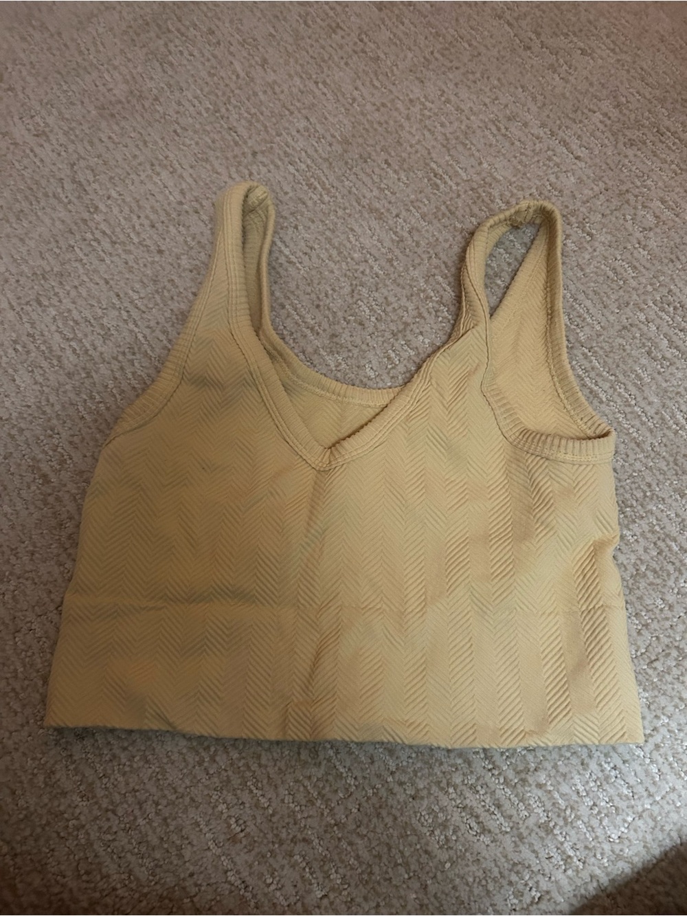 Nikibiki Ribbed V-Neck Crop Bralette - Light Yellow